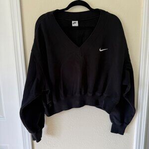 Nike Black V-Neck Cropped Sweatshirt XL